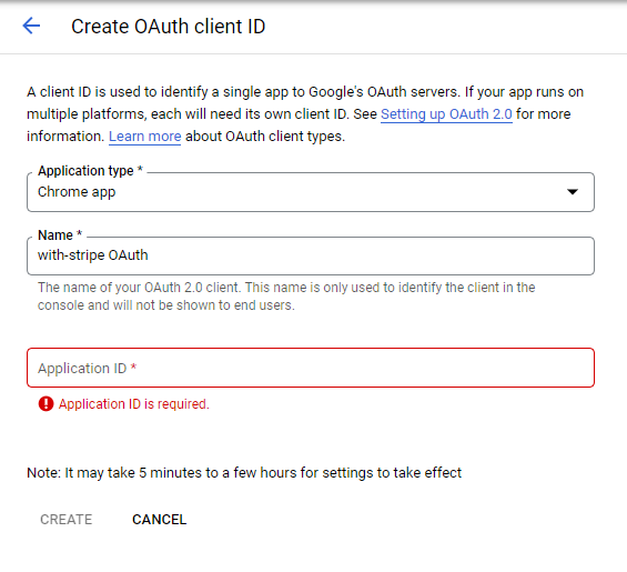 Create Chrome App ClientID